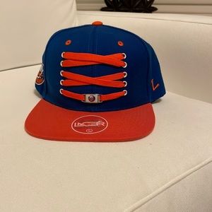 NY Islander Flat Brim Lace Up Hat